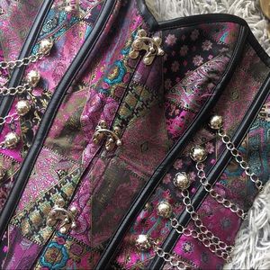 🖤 Victorian Embroidered “Patchwork” Corset Gothic
